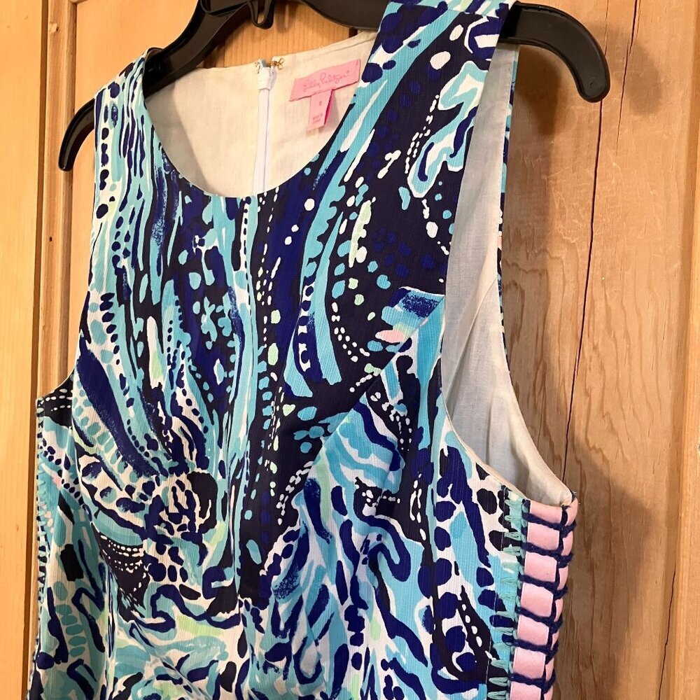Lilly Pulitzer Womens Mila Crash The Bash Wave Shift Dress Size 8 Blue SP EXC - Picture 4 of 12